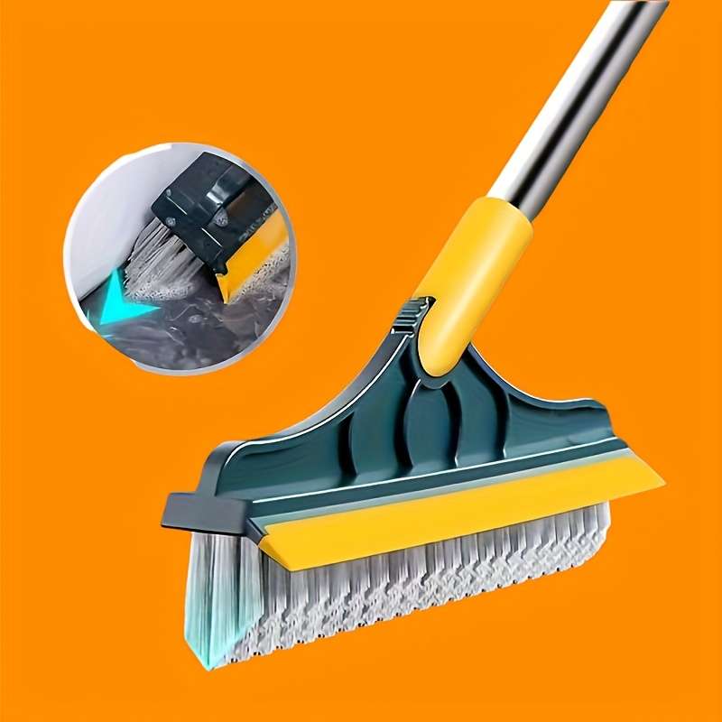 1pc Adjustable Long Handle Cleaning Brush with Angled Bristles
