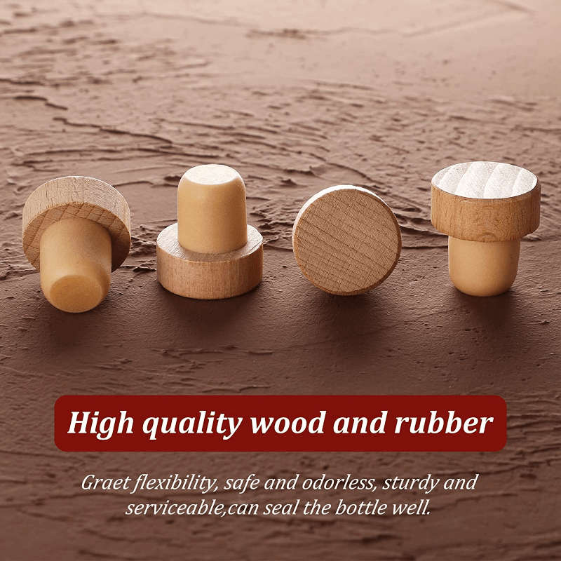 5pcs Wine Bottle Corks T Shaped Cork Plugs For Wine Cork Wine Stopper Reusable Wine Corks Wooden And