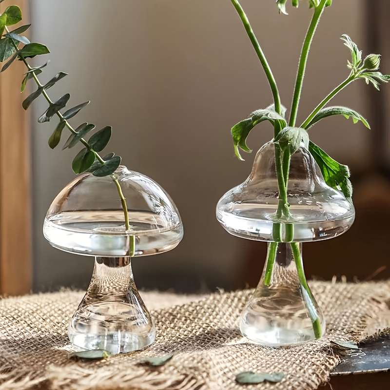 1pc Charming Mushroom-Shaped Glass Vase