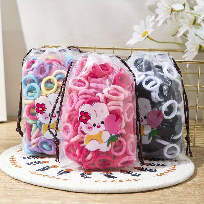 100pcs Mixed Color Fabric Hair Ties