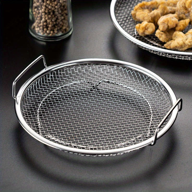 Reusable Round Stainless Steel Oil Filter Tray with Mesh Basket