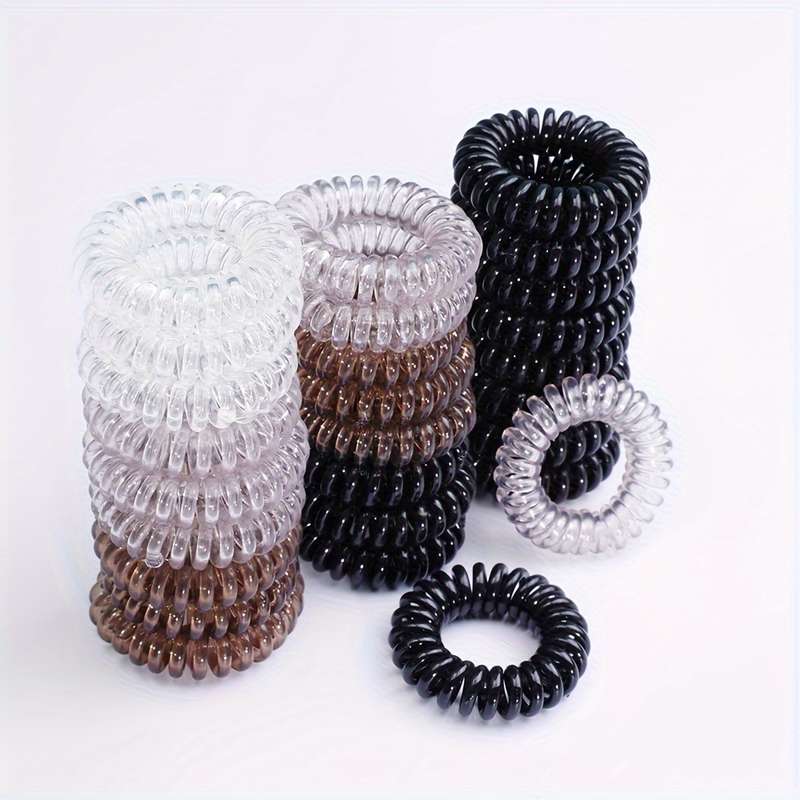 Elegant 9pcs Solid Color Spiral Hair Ties Set