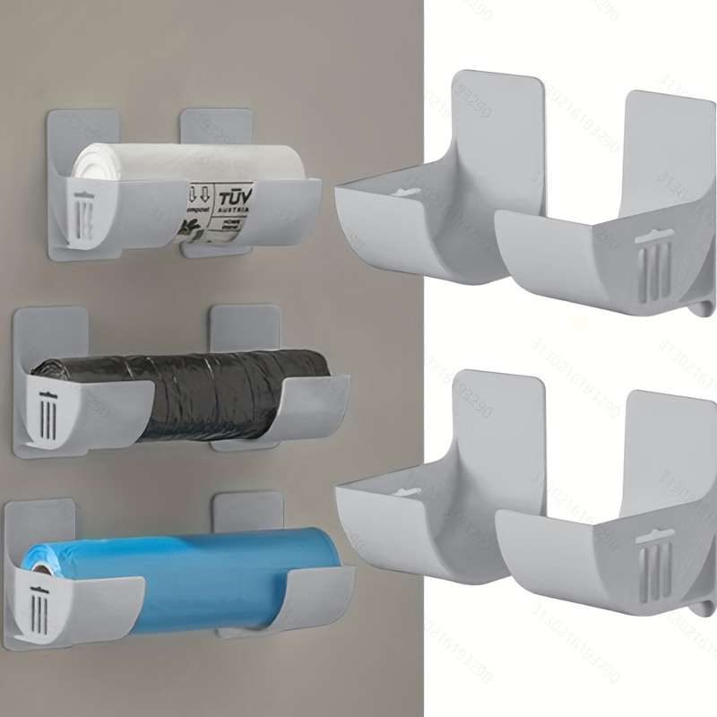 4pcs White Self-Adhesive Kitchen Organizer Holders