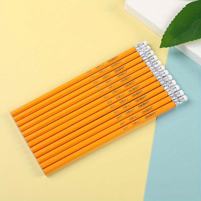 12pcs HB Wooden Pencils with Erasers
