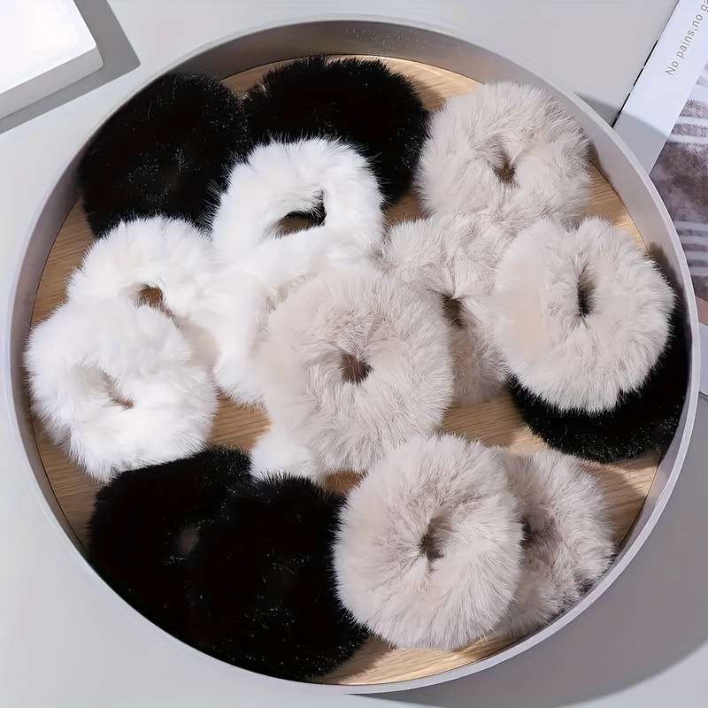 Multi-color plush hair bands