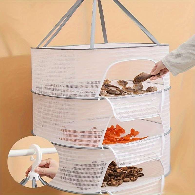 1pc Space-Saving 3-Layer Hanging Mesh Drying Rack