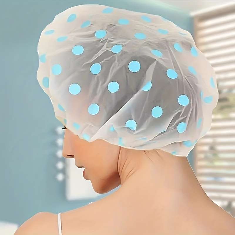 3pcs Adorable Polka Dot Printed Shower Caps