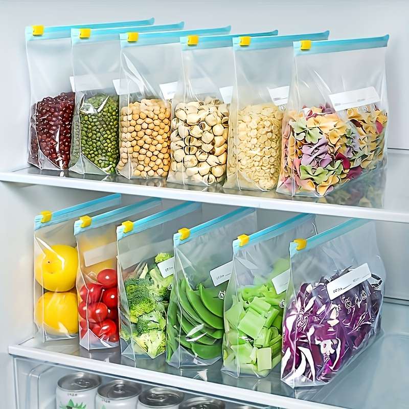 10pcs Reusable Zipper Bags For Food Storage