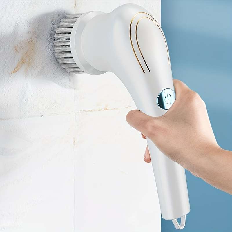A Cordless Handheld Cleaning Brush with 5 Interchangeable Brush Heads