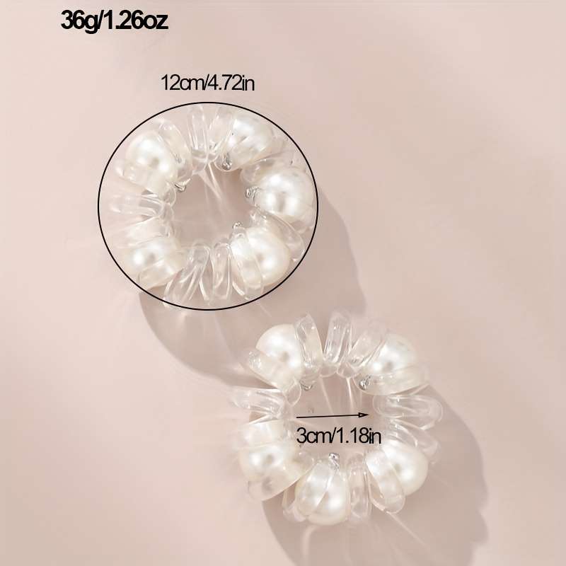 2pcs Elegant Faux Pearl Spiral Hair Ties