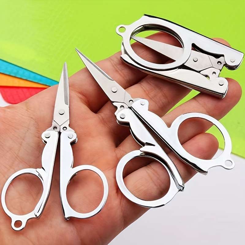 1pc Small Folding Scissors Portable Travel Scissors Stainless Steel Cutter Mini Scissors For Home Of