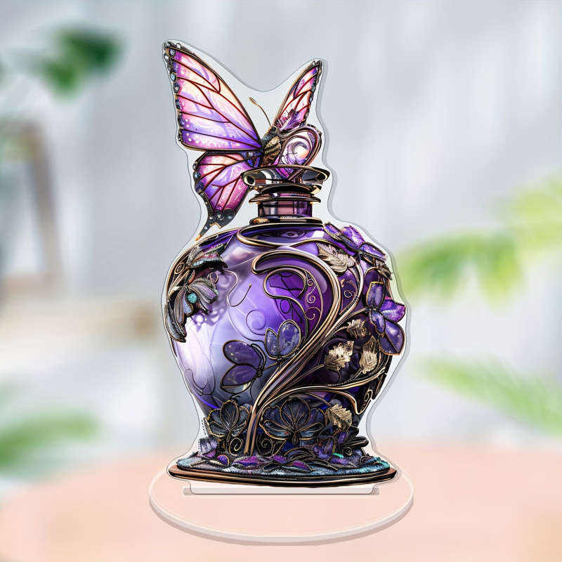 Classic Acrylic Butterfly and Floral Pedestal Vase Tabletop Decor