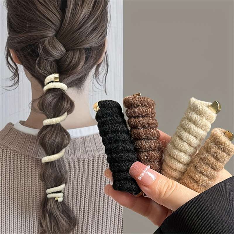 1pc Fashion Woolen Spiral Hair Tie