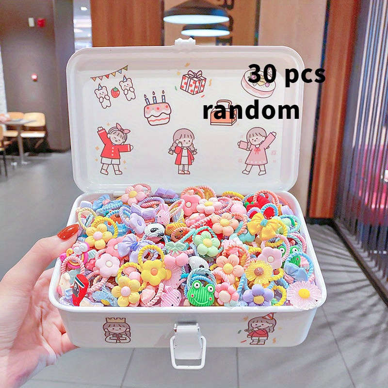 Cute Cartoon And Floral Elastic Hair Ties Set