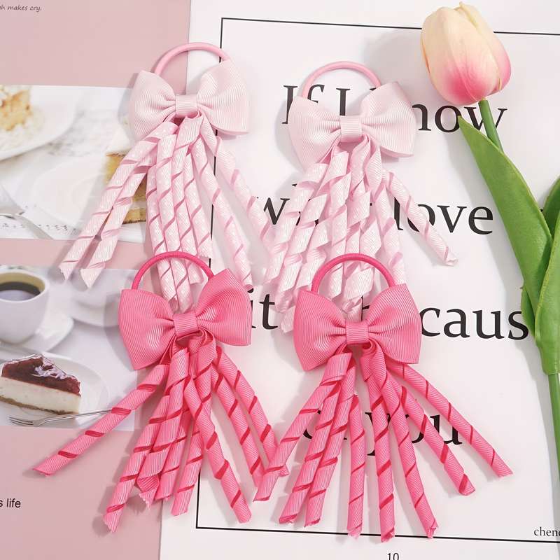 10pcs Elegant Grosgrain Ribbon Bow Hair Ties