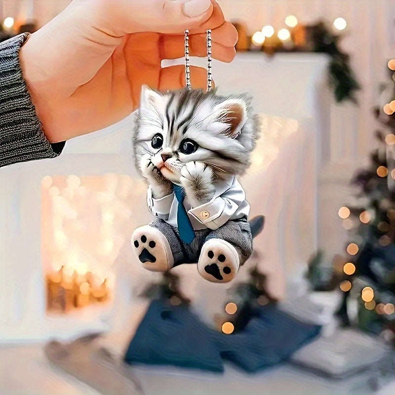 Charming Acrylic Cat Car Charm And Keychain