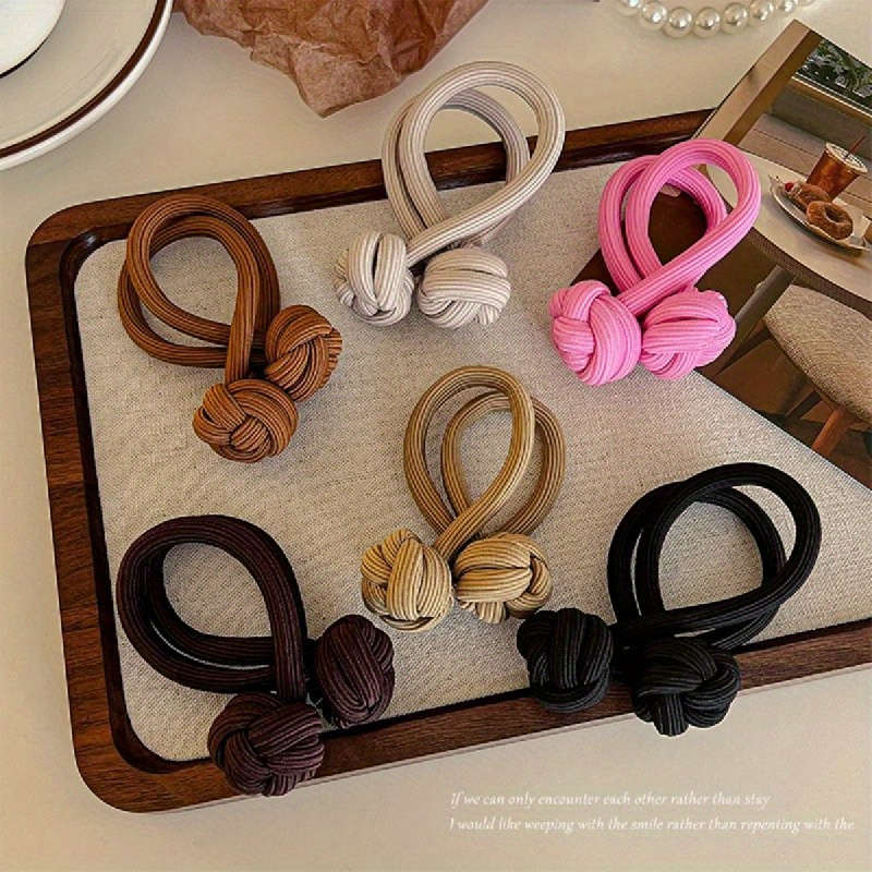 4pcs Solid Color Elastic Knotted Hair