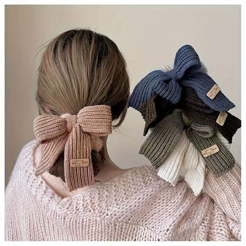 Cozy Knit Bow Hair Tie