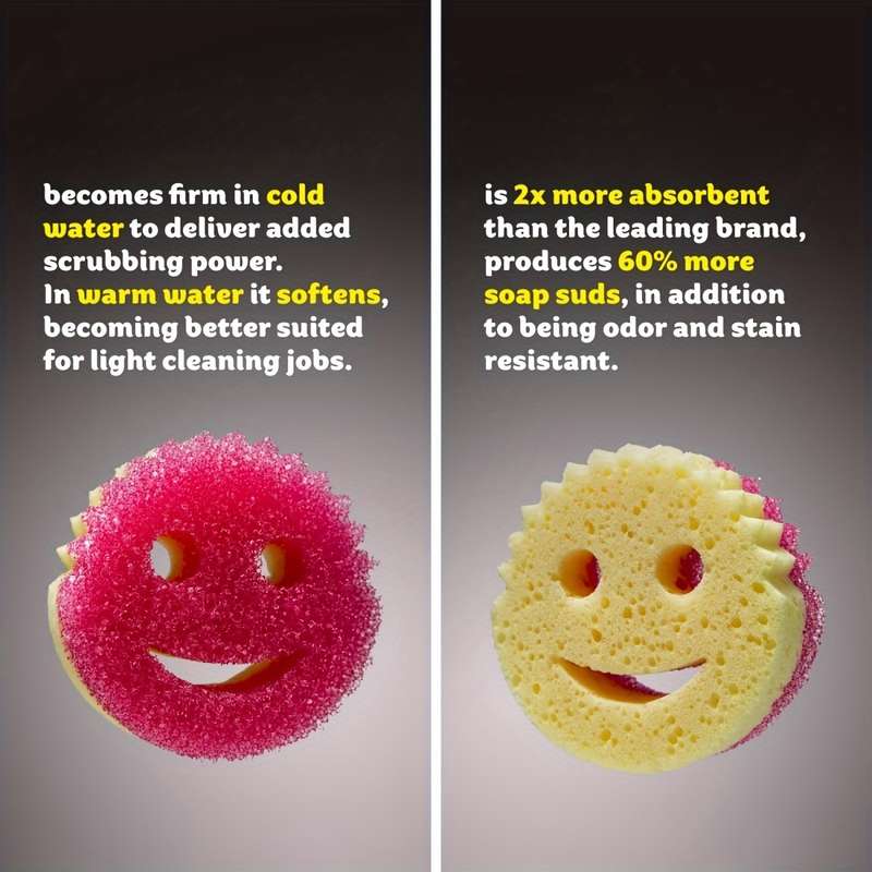 4pcs Smile-Shaped Multi-Purpose Cleaning Sponges - Durable