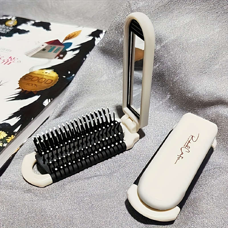Portable Folding Hair Brush with Mirror