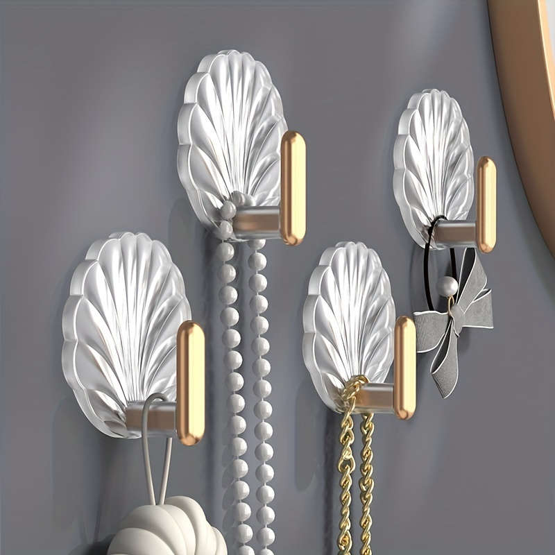 4pcs Elegant Shell-Shaped Adhesive Wall Hooks