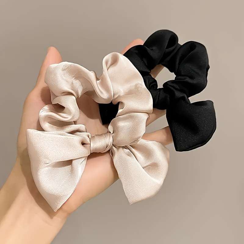 Elegant 3pcs Set Solid Color Bowknot Fabric Hair