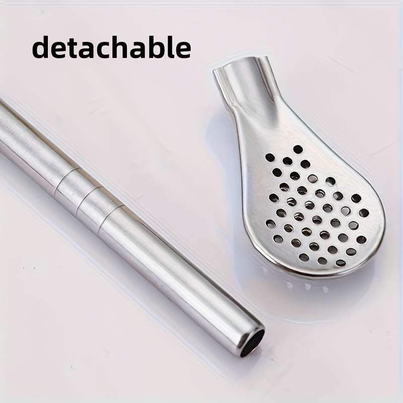A Set Of Three Stainless Steel Straw Spoon