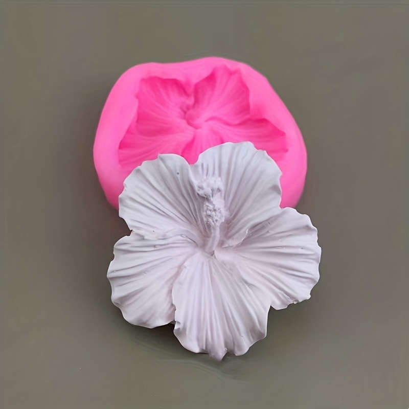 1pc Pink Hibiscus Flower-Shaped Silicone Mold