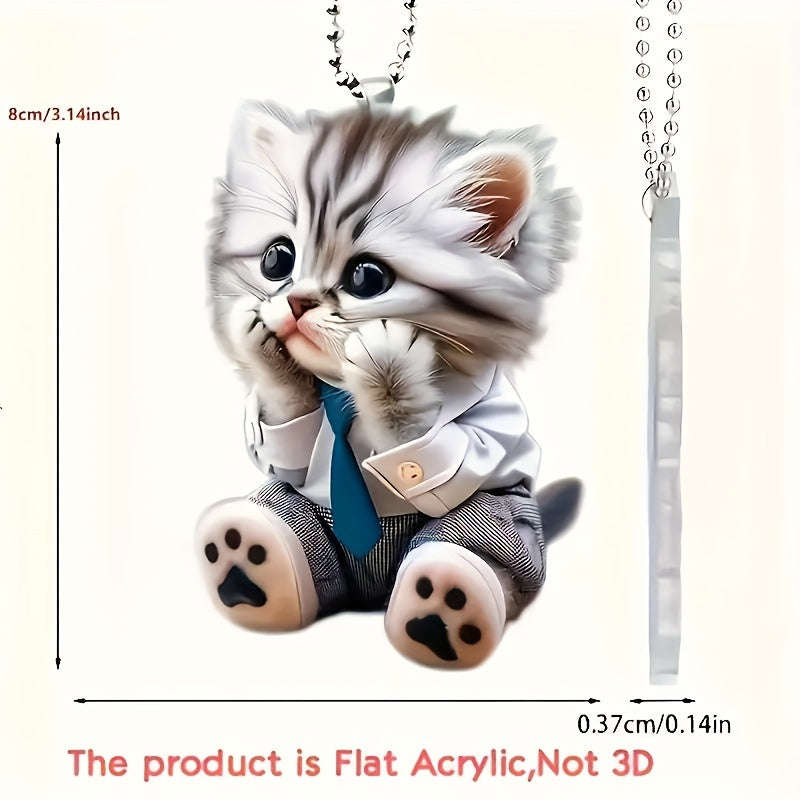 Charming Acrylic Cat Car Charm And Keychain