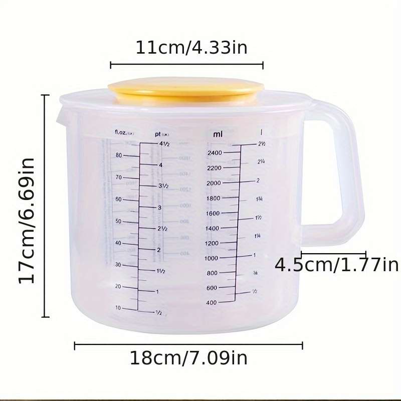 1pc 2.5L Plastic Measuring Cup with Lid