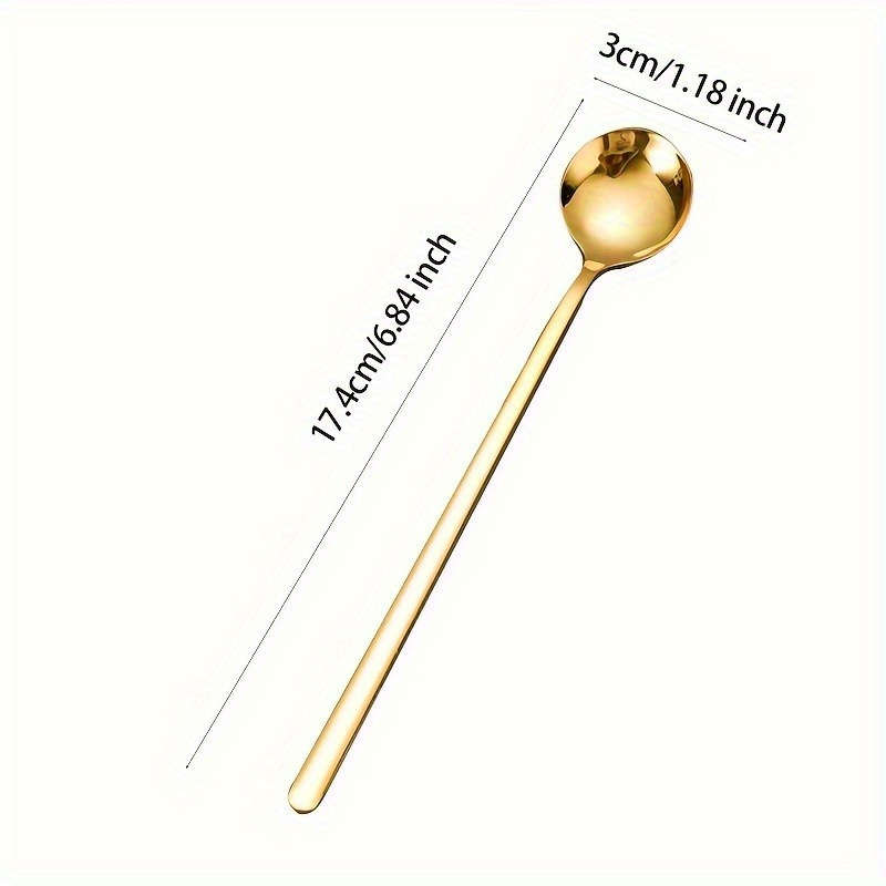 4pcs Golden Stainless Steel Long Handle Spoons Set