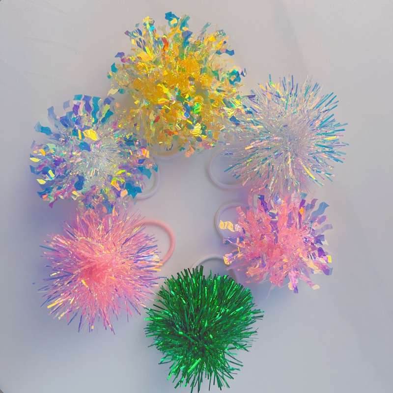 Elegant Cute Fluffy Pompom Hair Scrunchies Set