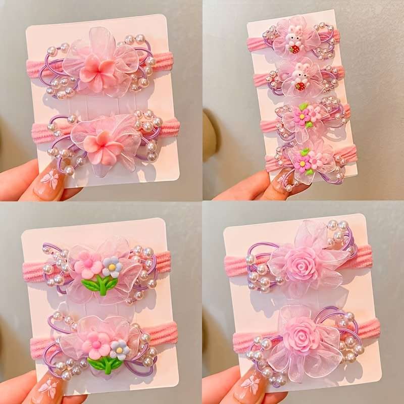 Cute Cartoon Flower Hair Ties for Girls