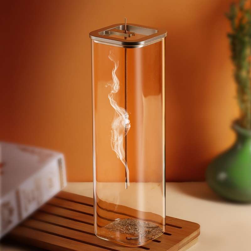 Glass Incense Holder With Metal Base