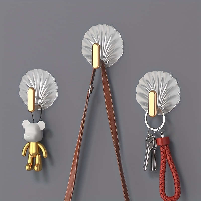 4pcs Elegant Shell-Shaped Adhesive Wall Hooks