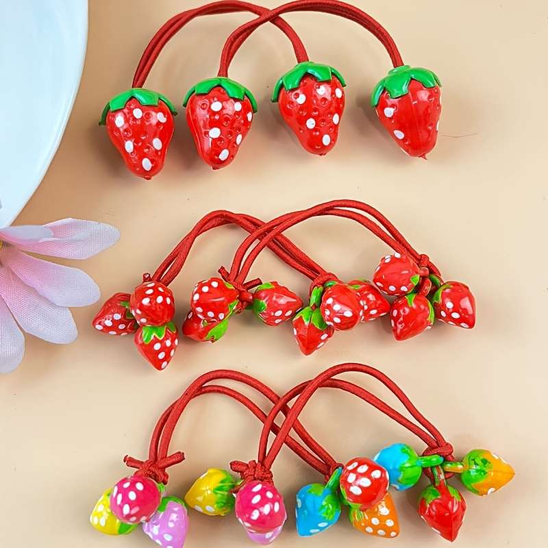 Cute Strawberry Hair Ties for Girls