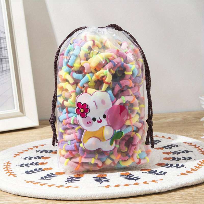100pcs Mixed Color Fabric Hair Ties