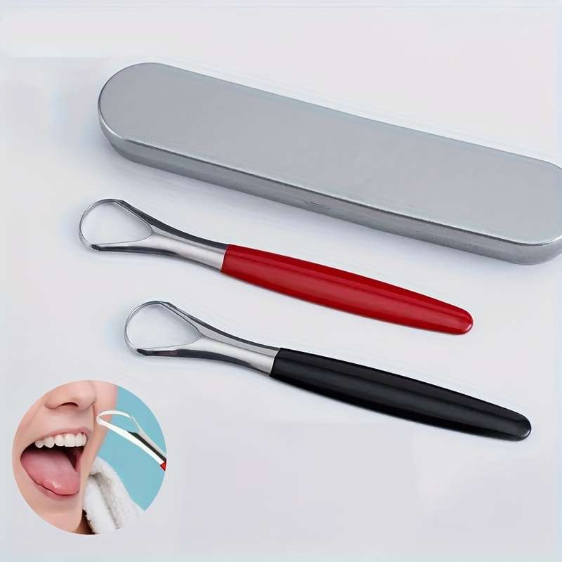 A Stainless Steel Tongue Scraper Designed to Reduce Bad Breath