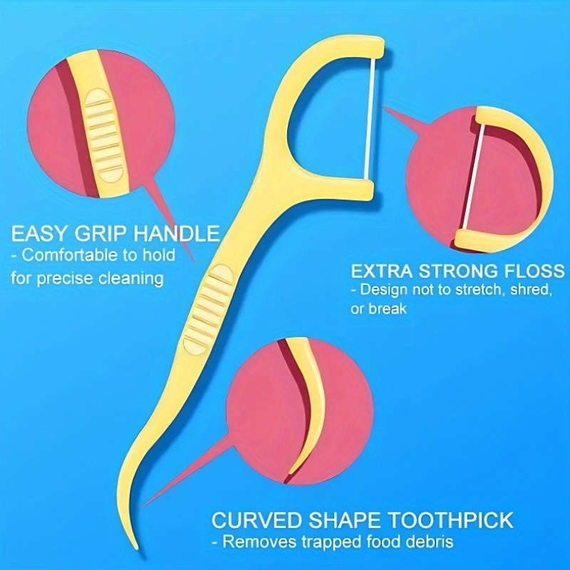 50-Pack Fruit Flavored Dental Floss Sticks with Toothpicks