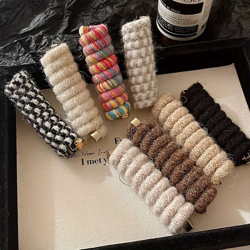 1pc Fashion Woolen Spiral Hair Tie