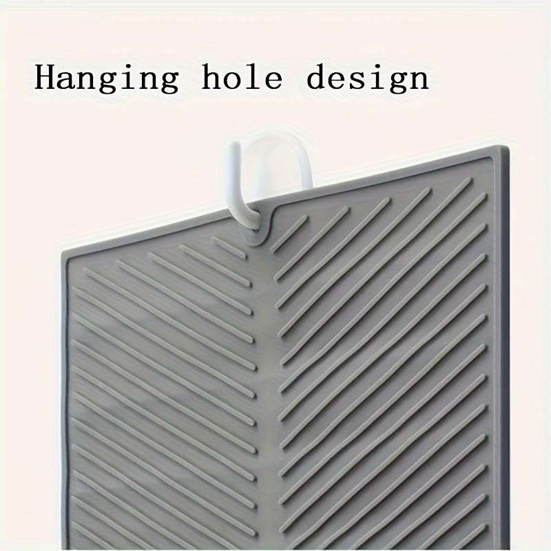 Silicone Dish Drying Mat - 1pc Multipurpose Draining Pad with Hanging Hole