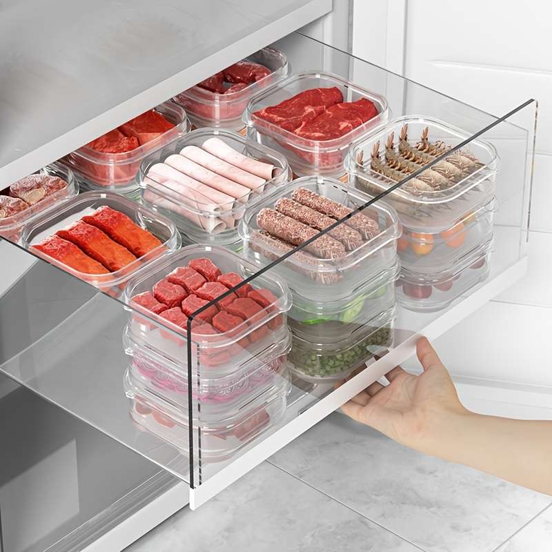 4pcs Clear Plastic Containers For Refrigerator With Lids