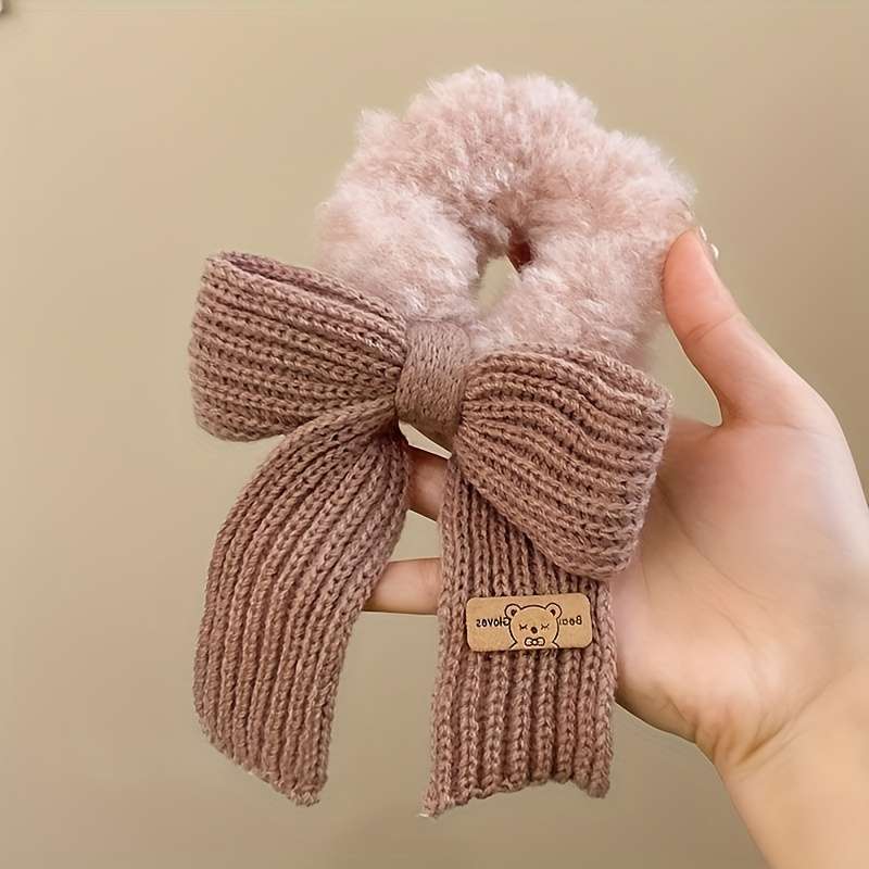 Cozy Knit Bow Hair Tie