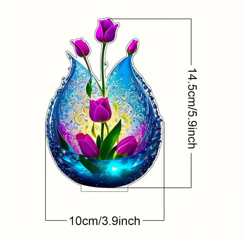 Charming Purple Floral Acrylic Vase