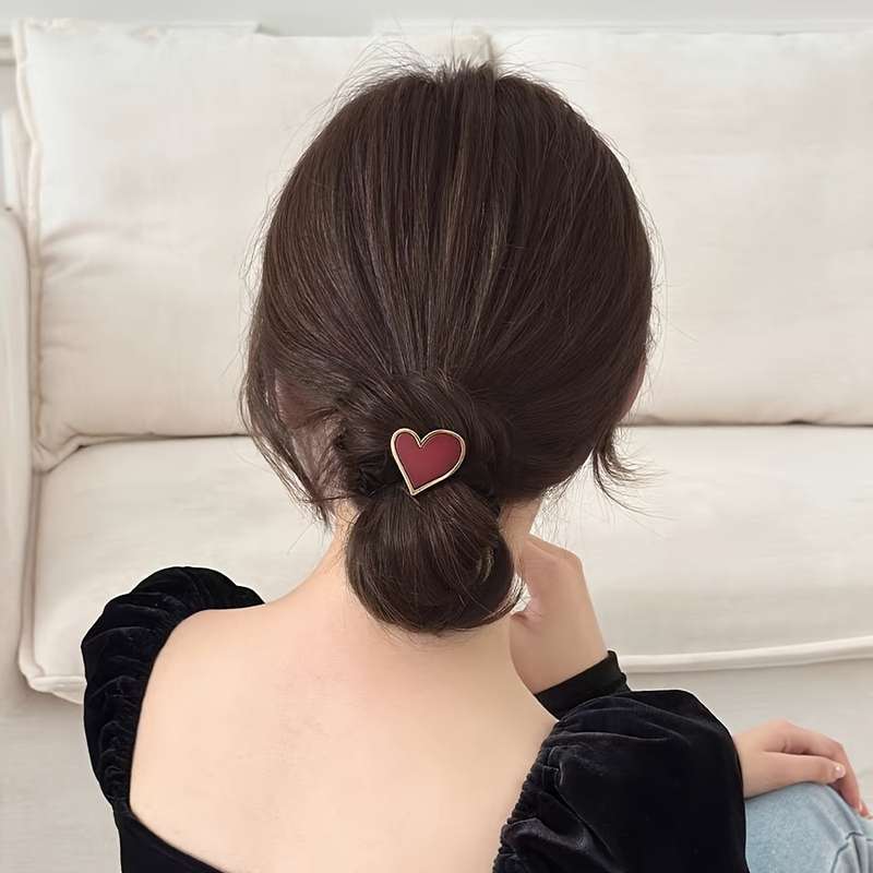 Elastic Hair Bands with Heart Charms