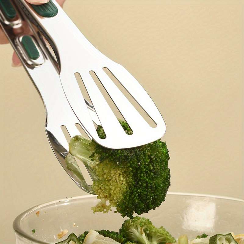 1 Set Stainless Steel Food Tongs with Silicone Handle