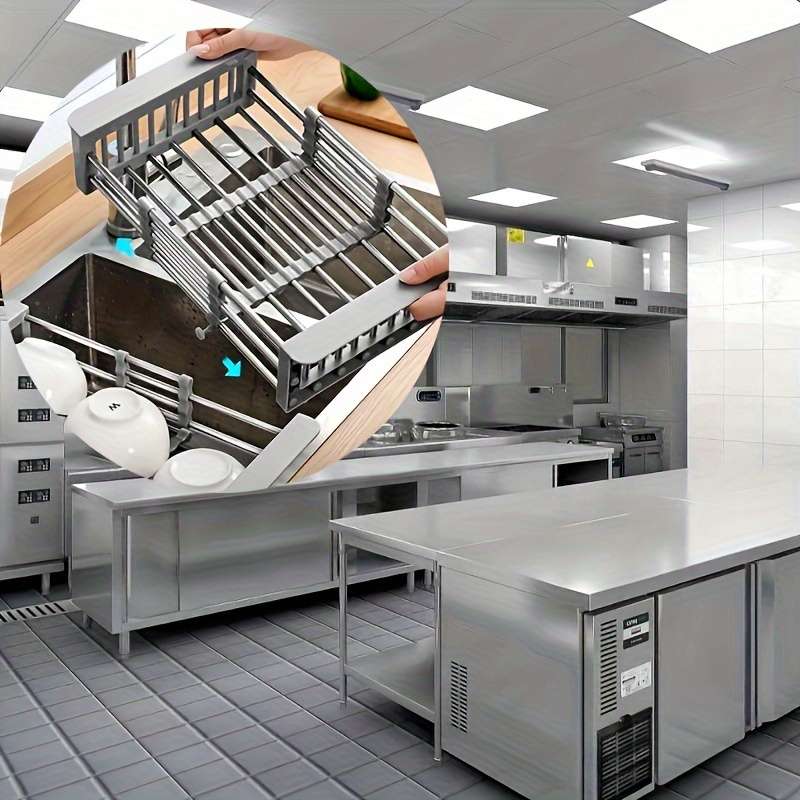 1pc Adjustable Stainless Steel Over Sink Dish Drying Rack