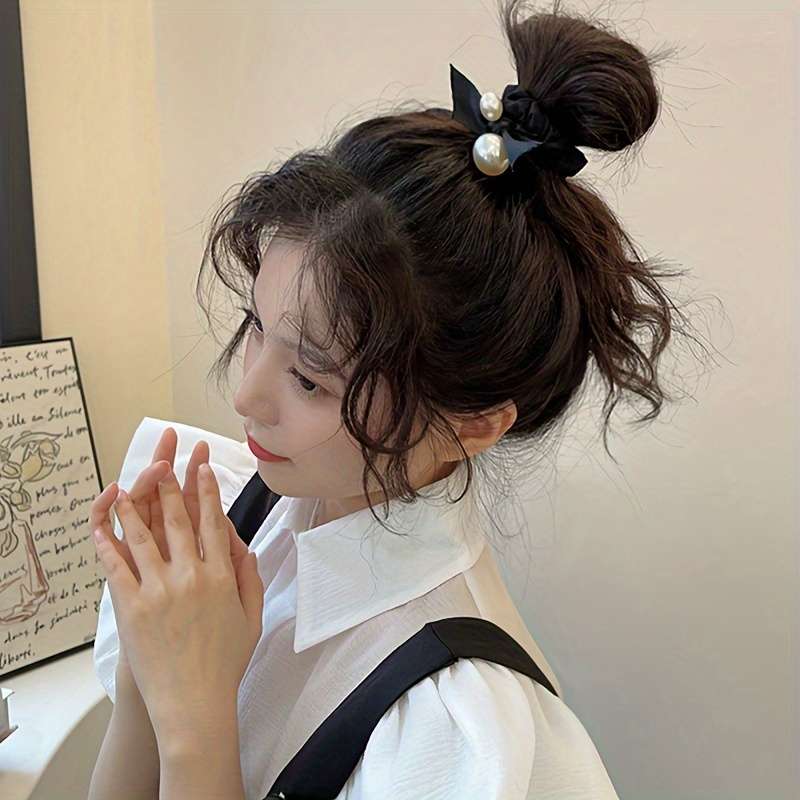 Elegant Pearl Bow Hair Tie Set