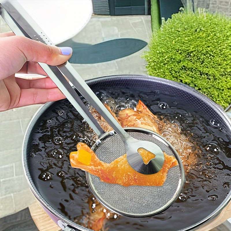 1pc Stainless Steel Kitchen Strainer Spoon With Clip