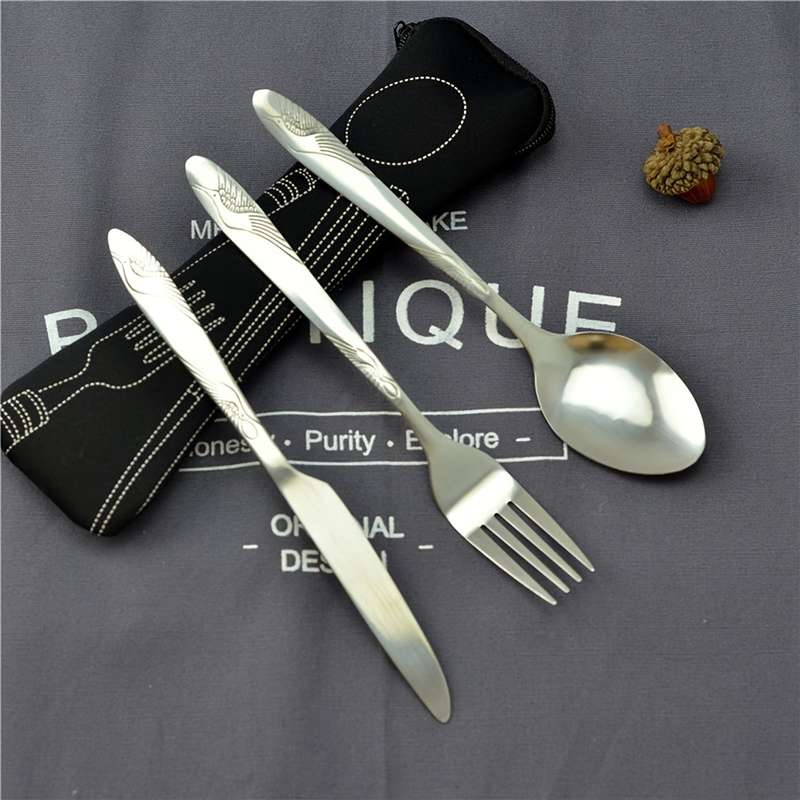 Durable Practical Portable Outdoor Tableware Set Stainless Steel Cutlery